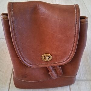 VINTAGE Coach Y2K 90s mini leather backpack  British Tan top handle adjustable